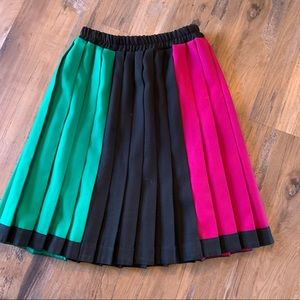 True vintage Trevira color block pleated skirt size s small black pink green